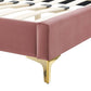 Modway Alexandria Tufted Performance Velvet Platform Bed with Gold Legs Twin Dusty Rose MDY-MOD-6931-DUS