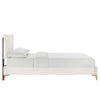 Modway MOD-6977-WHI Leah Chevron Tufted Performance Velvet Queen Platform Bed White MDY-MOD-6977-WHI