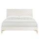 Modway MOD-6977-WHI Leah Chevron Tufted Performance Velvet Queen Platform Bed White MDY-MOD-6977-WHI