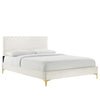 Modway MOD-6977-WHI Leah Chevron Tufted Performance Velvet Queen Platform Bed, White