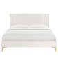 Modway Zahra Channel Tufted Performance Velvet Queen Platform Bed in White MDY-MOD-6978-WHI