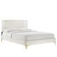 Modway Zahra Channel Tufted Performance Velvet Queen Platform Bed in White