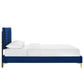 Modway Sofia Channel Tufted Performance Velvet Queen Platform Bed in Navy MDY-MOD-6979-NAV