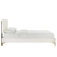 Modway Sofia Channel Tufted Performance Velvet Queen Platform Bed in White MDY-MOD-6979-WHI