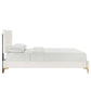 Modway Yasmine Channel Tufted Performance Velvet Queen Platform Bed in White MDY-MOD-6980-WHI