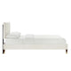 Modway MOD-6993-WHI Leah Chevron Tufted Performance Velvet Full Platform Bed White MDY-MOD-6993-WHI