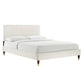 Modway MOD-6993-WHI Leah Chevron Tufted Performance Velvet Full Platform Bed, White