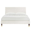 Modway MOD-6993-WHI Leah Chevron Tufted Performance Velvet Full Platform Bed White MDY-MOD-6993-WHI