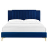 Modway Zahra Channel Tufted Performance Velvet Full Platform Bed in Navy MDY-MOD-7002-NAV