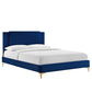 Modway Zahra Channel Tufted Performance Velvet Full Platform Bed in Navy