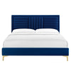 Modway Sofia Channel Tufted Performance Velvet Full Platform Bed in Navy MDY-MOD-7003-NAV