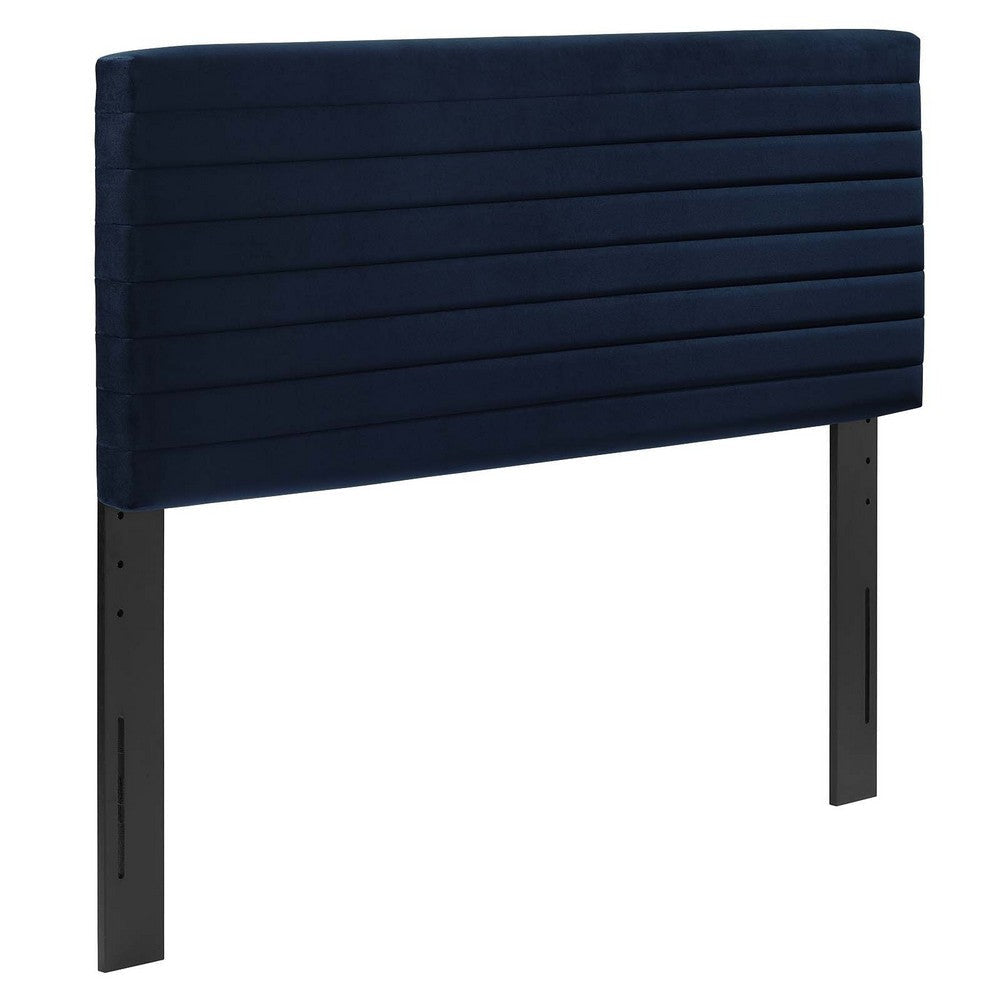 Modway Tranquil Modern Performance Velvet Twin Headboard in Midnight Blue MDY-MOD-7023-MID