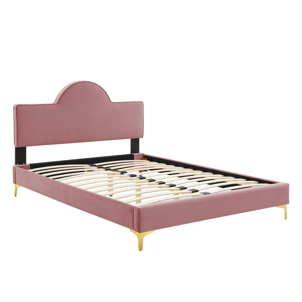 Modway Performance Velvet Full Bed in Dusty Rose Platform MDY-MOD-7028-DUS