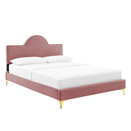 Modway Performance Velvet Full Bed in Dusty Rose Platform MDY-MOD-7028-DUS