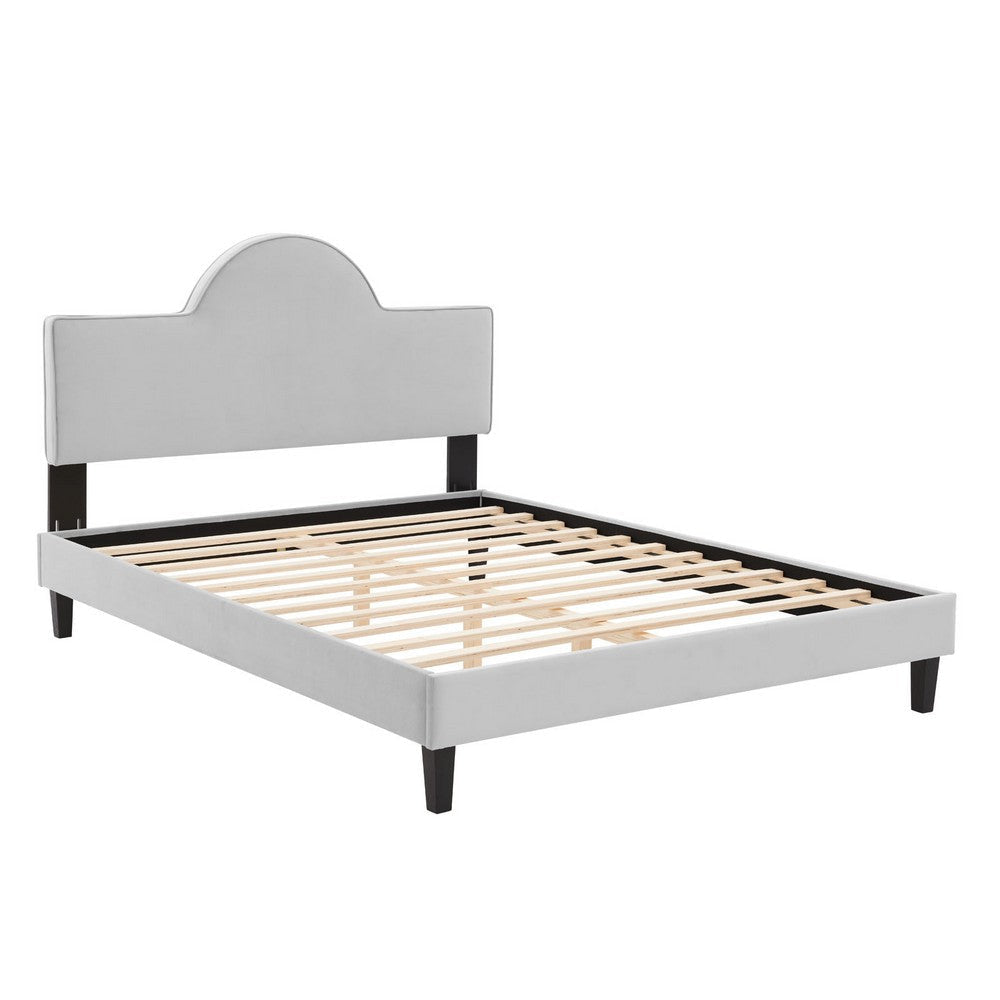 Modway Performance Velvet Full Bed in Light Gray Platform MDY-MOD-7034-LGR