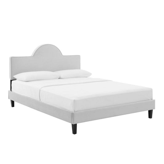 Modway Performance Velvet Full Bed in Light Gray Platform MDY-MOD-7034-LGR