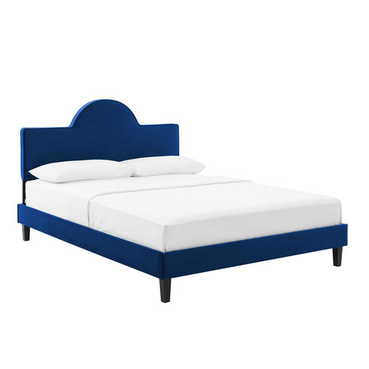 Modway Performance Velvet King Bed in Navy Platform MDY-MOD-7035-NAV