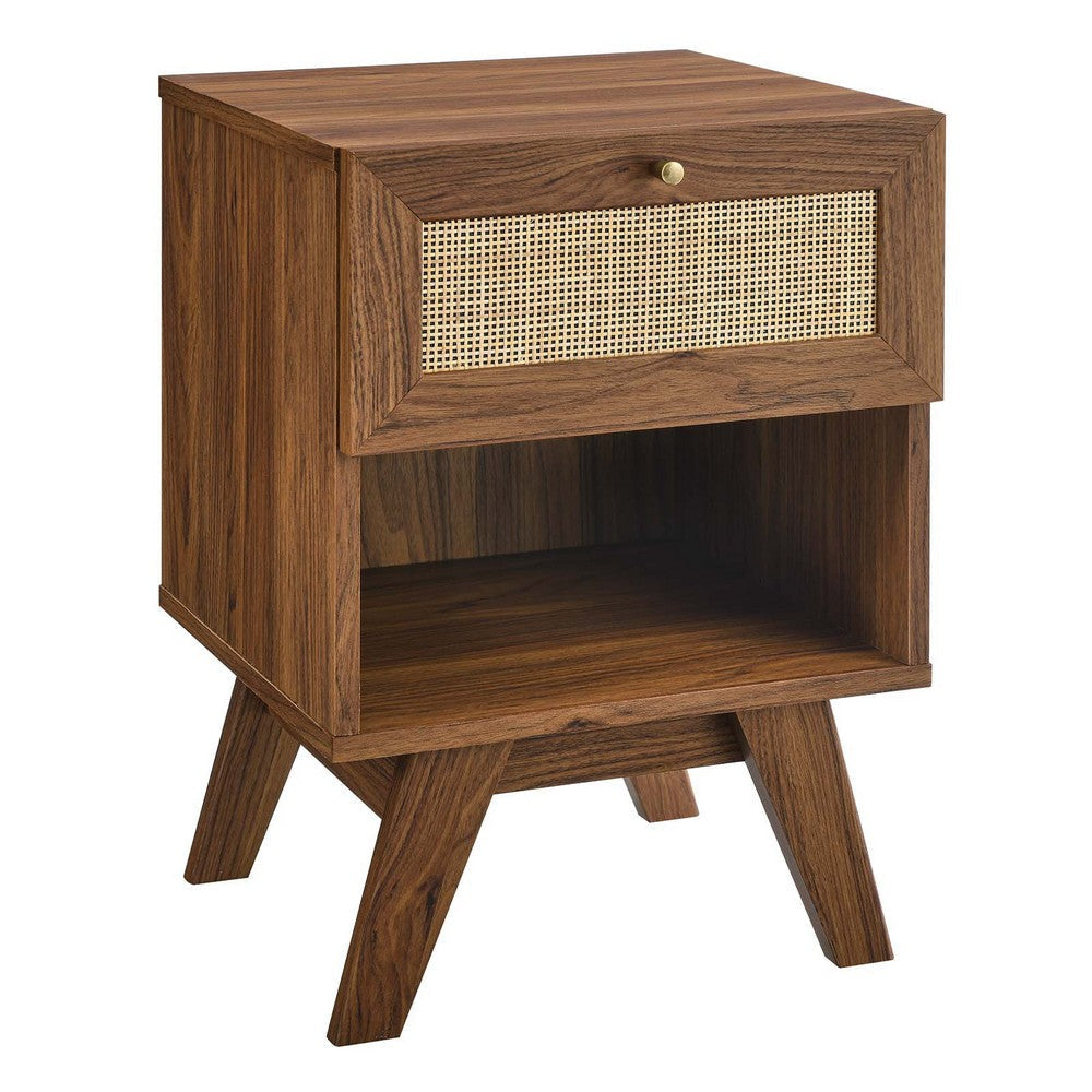 Modway Soma Modern Rattan, 1-Drawer Nightstand, Walnut