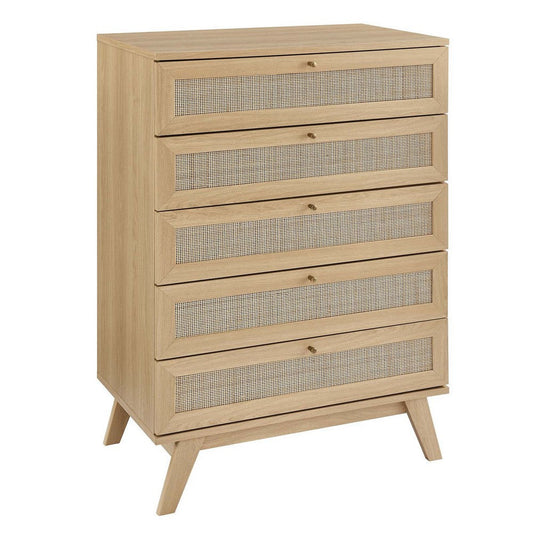 Modway Soma 5 Chest of Drawers in Oak, 31 x 18.5 x 44.5