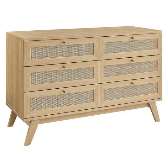 Modway Soma 6-Drawer Double Dresser in Oak 18.5 x 47 x 30 MDY-MOD-7053-OAK