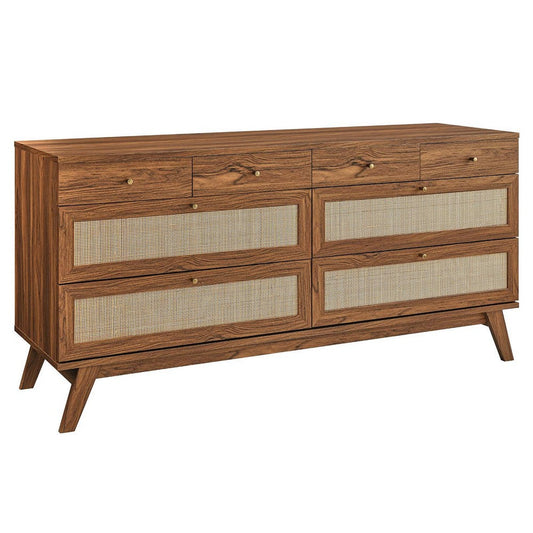 Modway Soma 8-Drawer Double Dresser in Walnut 62 x 18.5 x 30 MDY-MOD-7054-WAL