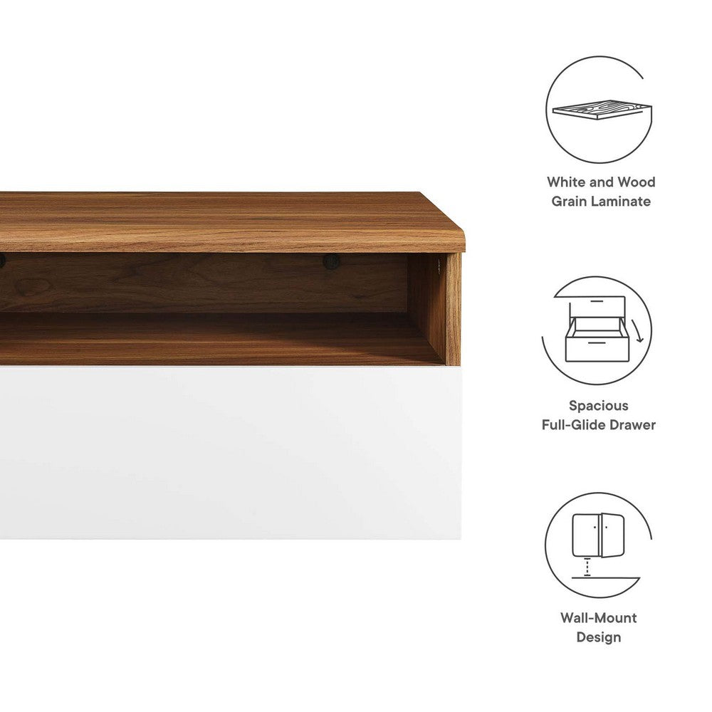 Envision Wall Mount Nightstand by Modway| White