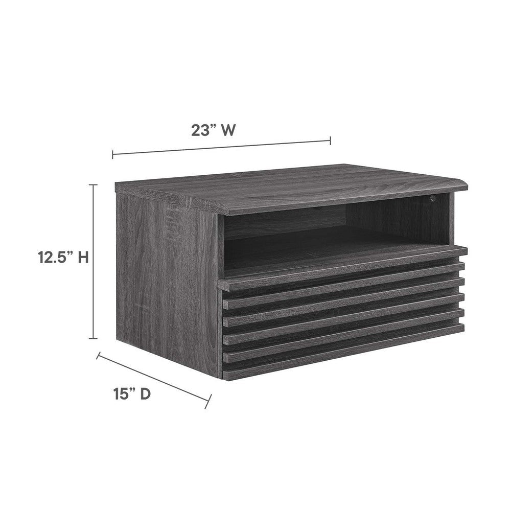 Modway Render Mid-Century Modern Wall-Mount Nightstand Charcoal