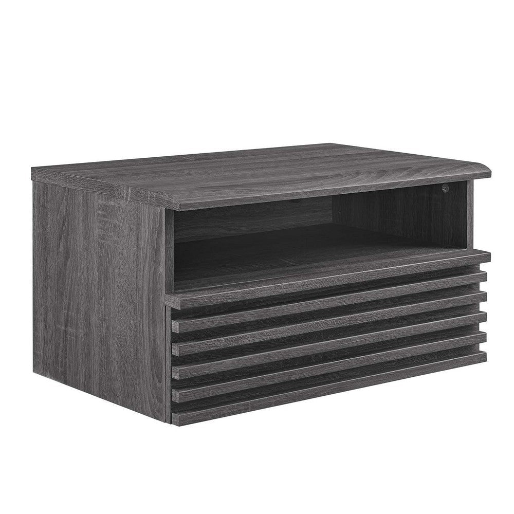 Modway Render Mid-Century Modern, Wall-Mount Nightstand, Charcoal