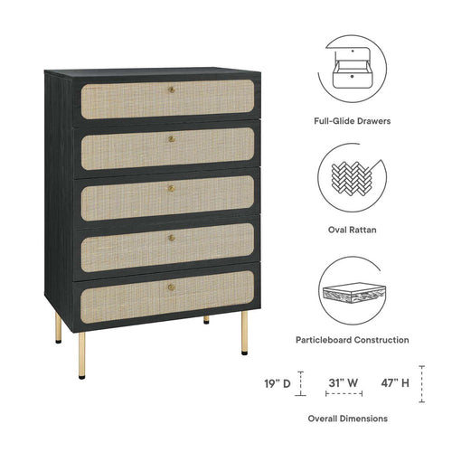 Chaucer 5-Drawer Chest by Modway| Black