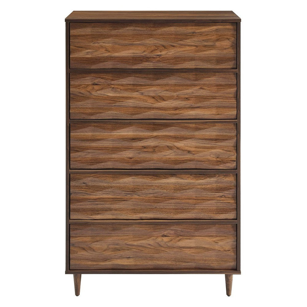 Modway Vespera Contemporary Modern Wood Storage 5-Drawer Chest in Walnut MDY-MOD-7082-WAL