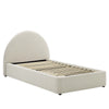 Modway Resort Twin Size Platform Bed with Arch Shaped Round Headboard in Heathered Weave Ivory Woven Heathered Fabric Upholstery Soft Cloud