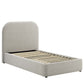 Modway Keynote Modern Bed Frame Twin Size with Curve Shaped Headboard in Heathered Weave Light Gray Woven Heathered Fabric Upholstery Twin