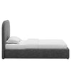 Modway Keynote Modern Bed Frame Twin Size with Curve Shaped Headboard in Heathered Weave Slate Woven Heathered Fabric Upholstery Twin Size