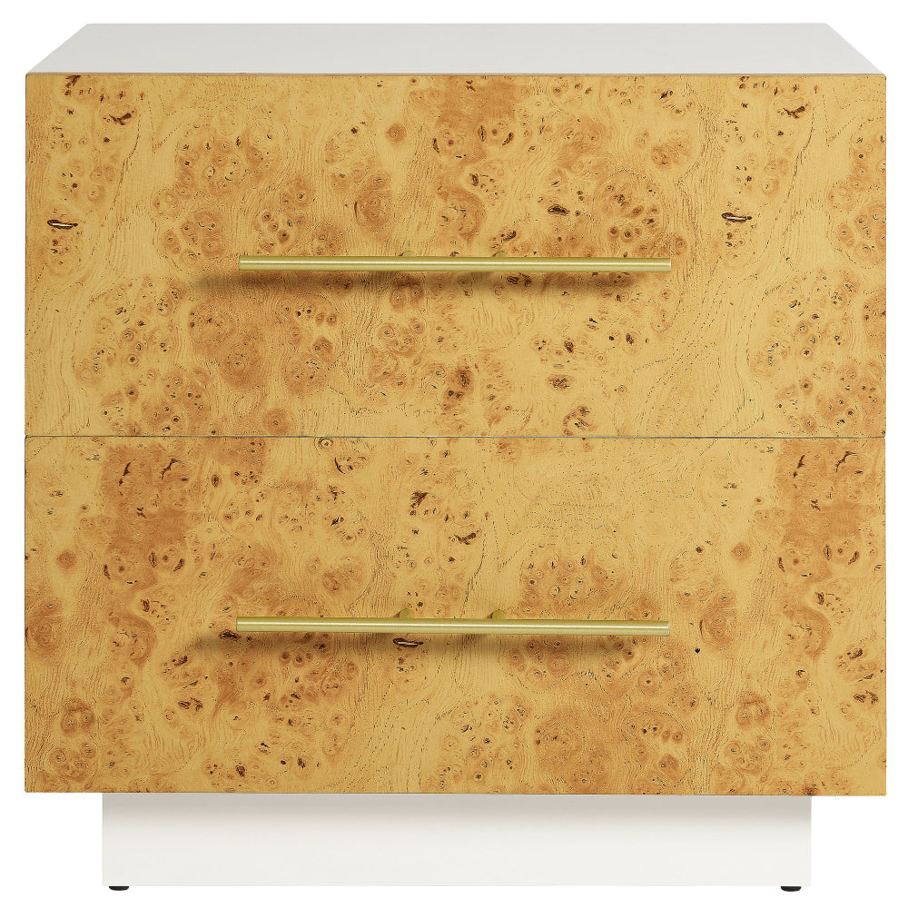 Abel 2-Drawer Burl Wood Nightstand by Modway MDY-MOD-7159-WHI-BUR