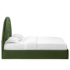 Modway Solana Full Size Performance Velvet Platform Bed in Moss Green – Upholstered Double Bed Frame with Soft Arch Shaped Padded Headboard