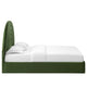 Modway Solana Full Size Performance Velvet Platform Bed in Moss Green – Upholstered Double Bed Frame with Soft Arch Shaped Padded Headboard