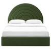 Modway Solana Full Size Performance Velvet Platform Bed in Moss Green – Upholstered Double Bed Frame with Soft Arch Shaped Padded Headboard