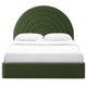 Modway Solana Full Size Performance Velvet Platform Bed in Moss Green – Upholstered Double Bed Frame with Soft Arch Shaped Padded Headboard