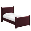 Modway Rael Twin Platform Bed Frame with Upholstered Headboard and Footboard in Mulberry – Stain-Resistant Performance Velvet Twin Size Bed with Rounded Posts