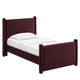 Modway Rael Twin Platform Bed Frame with Upholstered Headboard and Footboard in Mulberry – Stain-Resistant Performance Velvet Twin Size Bed with Rounded Posts