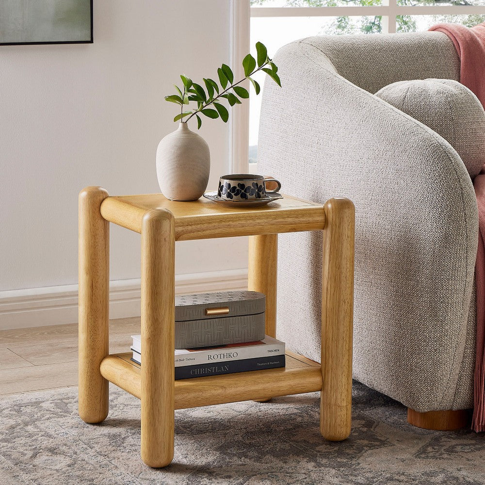 Modway Arcus Rectangular 2-Tier Side Table Oak