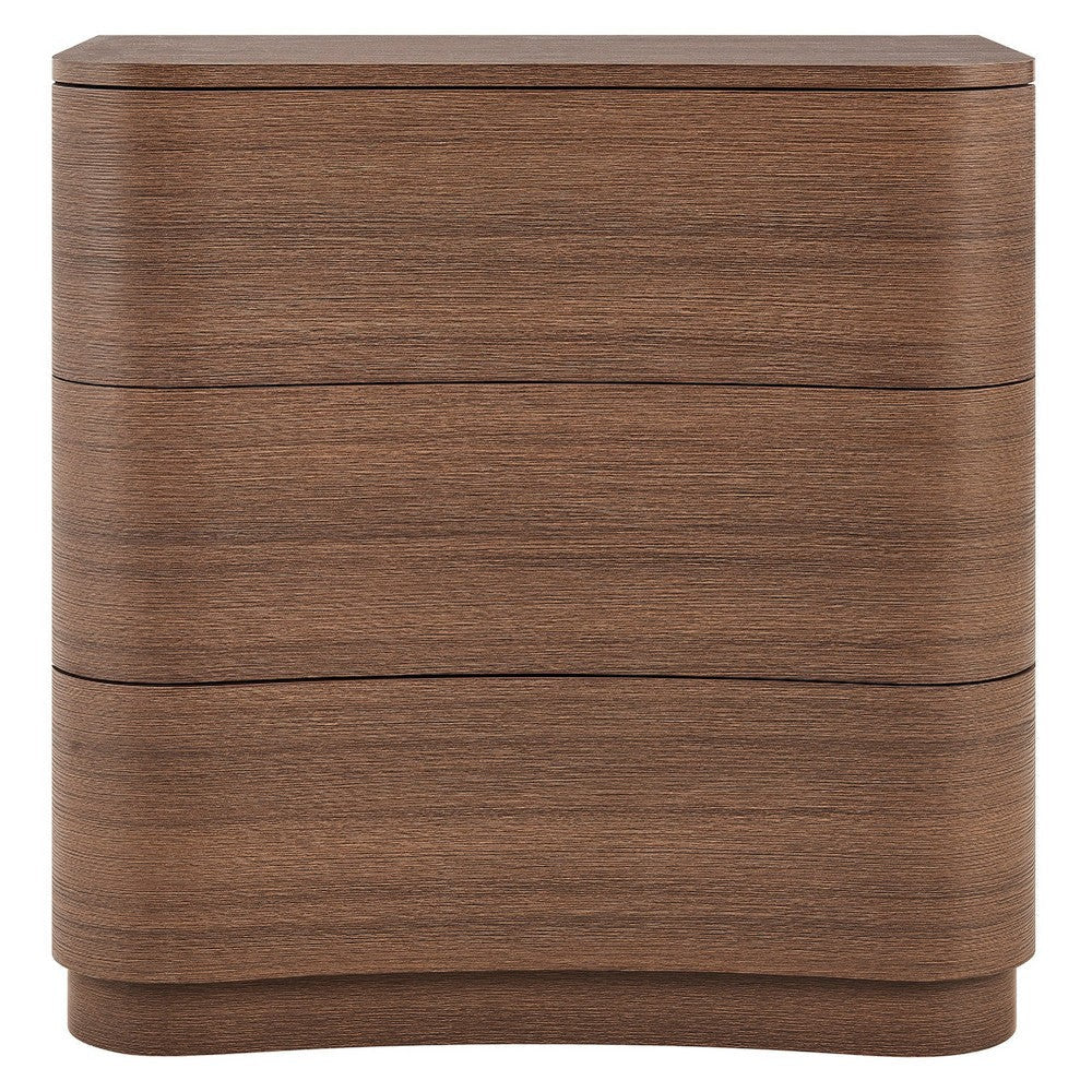 Modway Mirae 3-Drawer Curved Compact Dresser Brushed Brown Oak MDY-MOD-7230-BBO