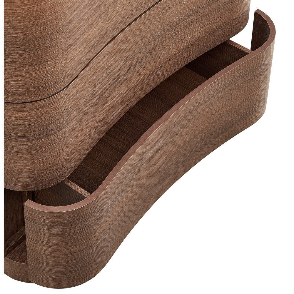 Modway Mirae 3-Drawer Curved Compact Dresser Brushed Brown Oak MDY-MOD-7230-BBO