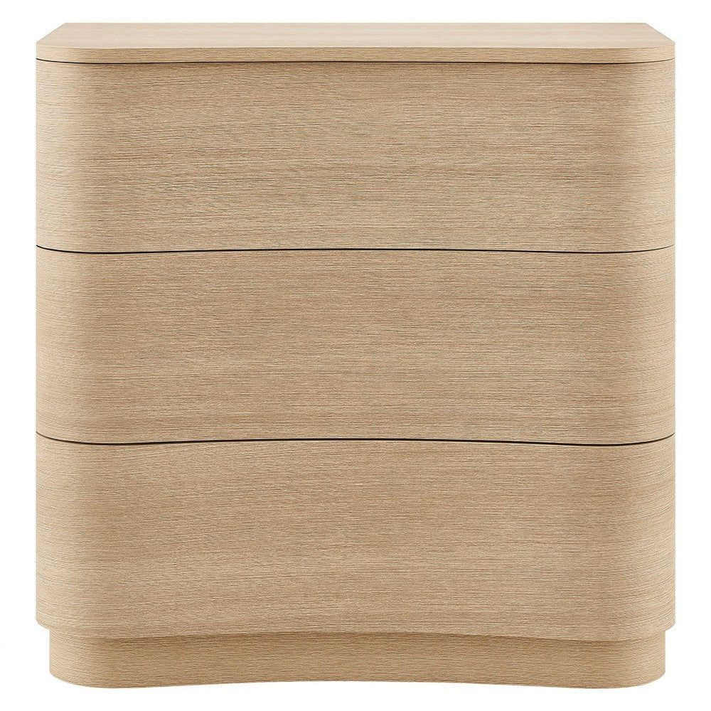 Modway Mirae 3-Drawer Curved Compact Dresser Brushed Brown Oak MDY-MOD-7230-BBO