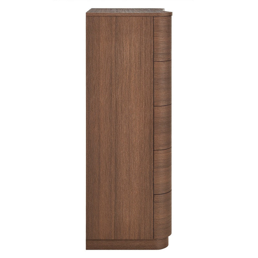 Modway Mirae 5-Drawer Curved Dresser Chest of Drawers Brushed Brown Oak MDY-MOD-7231-BBO