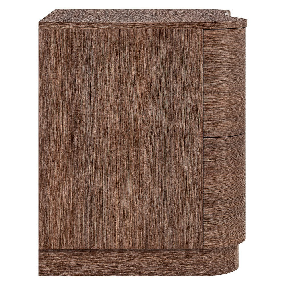 Modway Mirae 2-Drawer Curved Nightstand Brushed Brown Oak MDY-MOD-7232-BBO