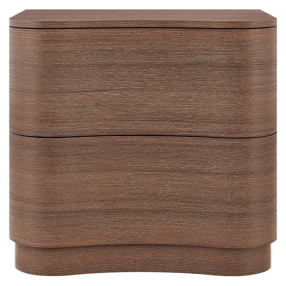 Modway Mirae 2-Drawer Curved Nightstand Brushed Brown Oak MDY-MOD-7232-BBO