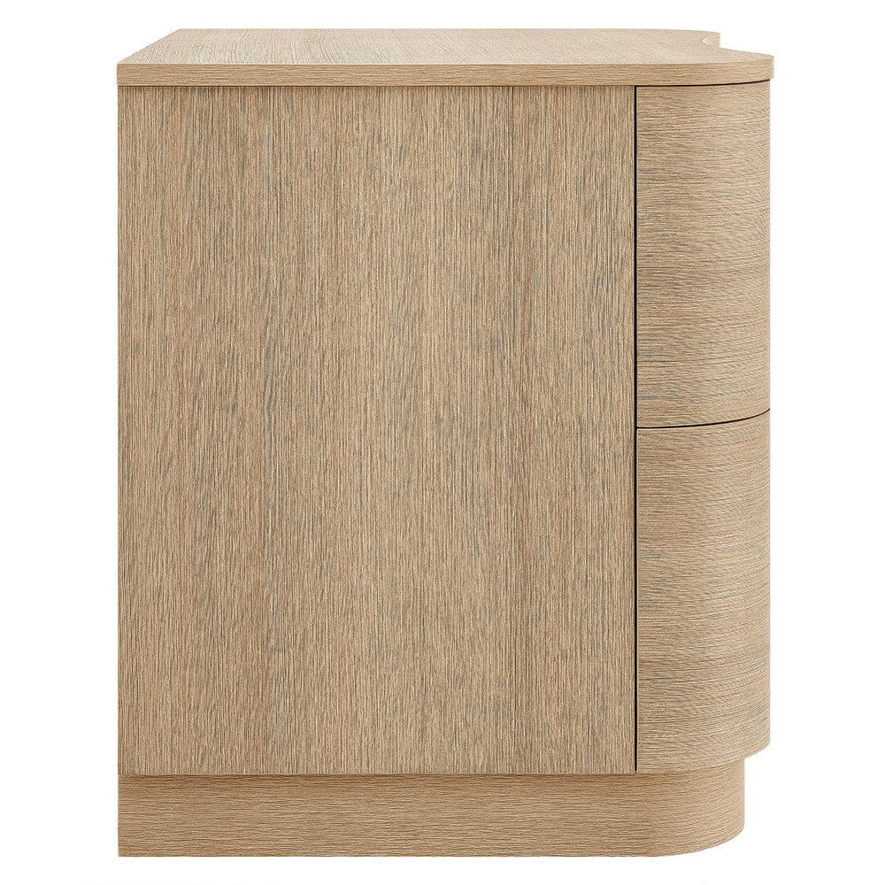 Modway Mirae 2-Drawer Curved Nightstand Brushed Brown Oak MDY-MOD-7232-BBO
