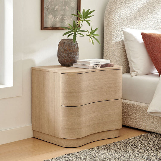 Modway Mirae 2-Drawer Curved Nightstand Brushed Brown Oak
