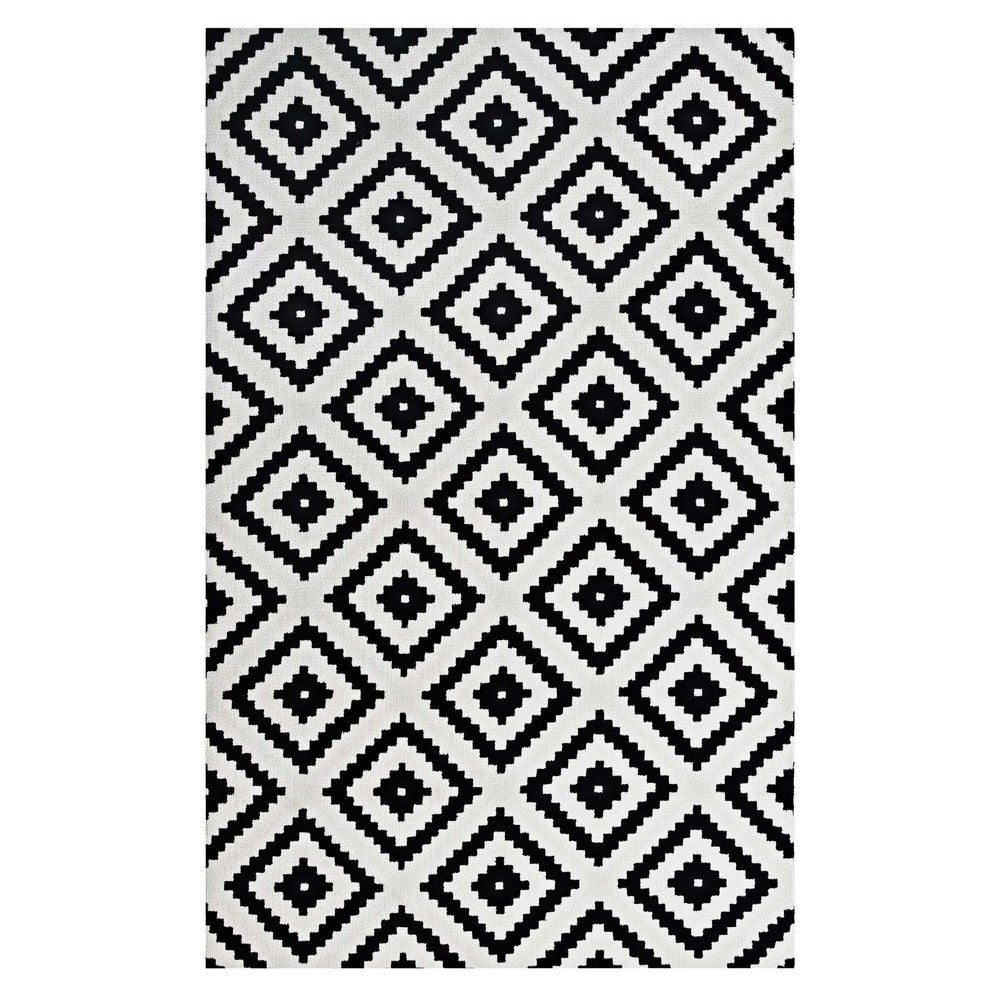 Alika Abstract Diamond Trellis 5x8 Area Rug by Modway| White